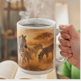 Caneca De Café African Zebra Herd | Savannah Wildlife Art