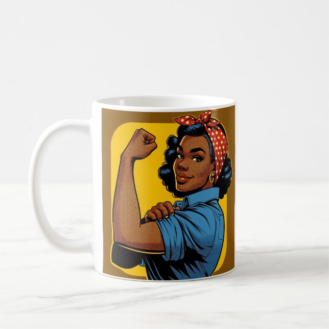 Caneca De Café Afro-Americano Rosie the Riveter (Esquerda)