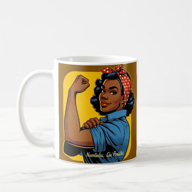 Caneca De Café Afro-Americano Rosie the Riveter - No entanto (Esquerda)