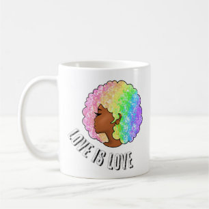 Caneca De Café afro arco-íris amor LGBTQ é amor orgulho garota ne