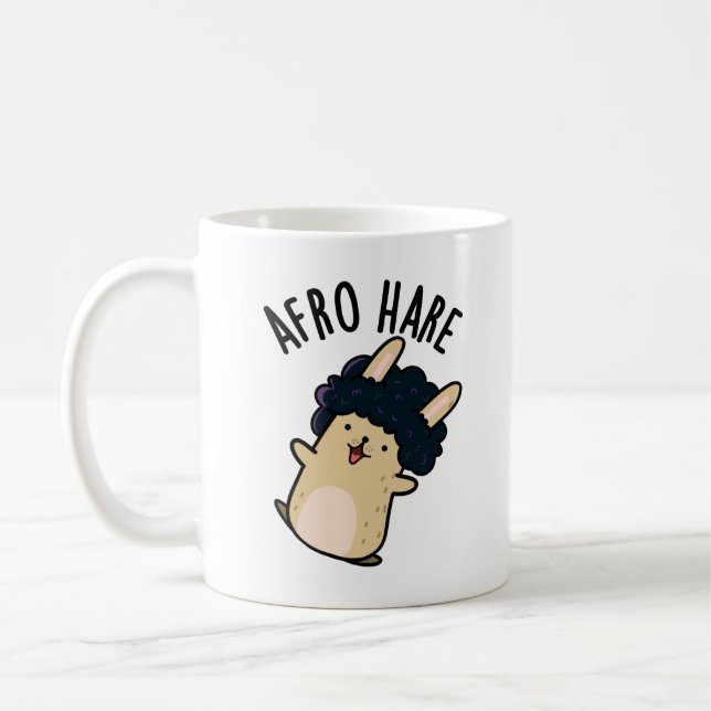 Caneca De Café Afro Hare Engraçado Coelho com Afro Pun (Esquerda)