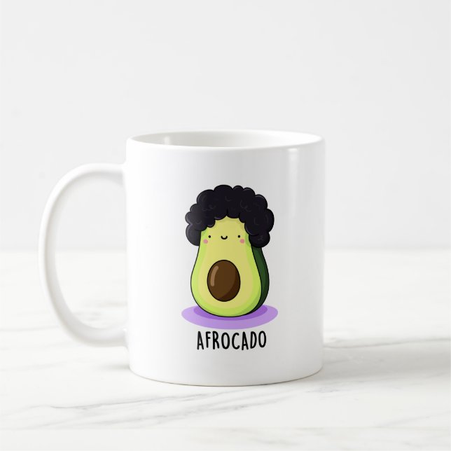 Caneca De Café Afrocado Engraçado Avocado Com Afro Pun (Esquerda)
