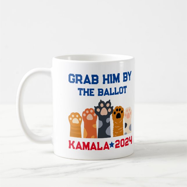 Caneca De Café Agarra-o pelo voto Lady Kamala Harris 2024 (Esquerda)
