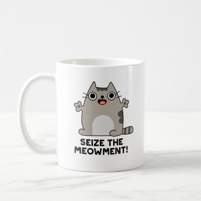 Caneca De Café Agarrar O Canhão De Gato Positivo De Meow (Esquerda)