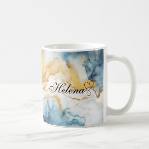 Caneca De Café Agate Personalizado Dourado de Cor Azul de Água