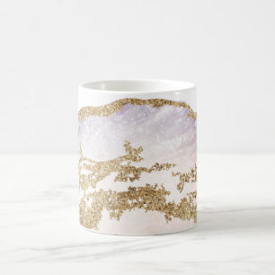 Caneca De Café *~* Agate Rock Watercolor Geode Glitter Dourado