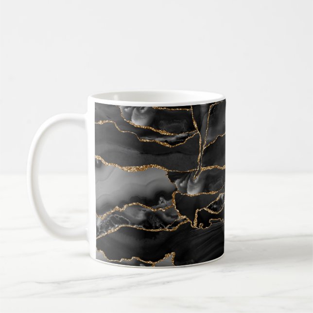 Caneca De Café Agato de brilho preto e Dourado (Esquerda)