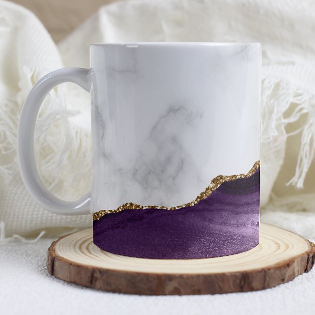 Caneca De Café Agato Roxo-Roxo Marble Branco (Criador carregado)