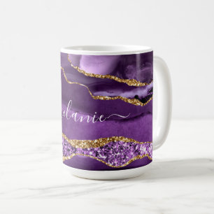 Caneca De Café Age Violeta Roxa Dourada Lumg Seu Nome