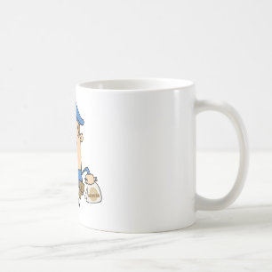 Caneca De Café Agente da polícia feliz que come a rosquinha