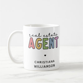 Caneca De Café Agente de Imóveis de Nome Personalizado | Presente