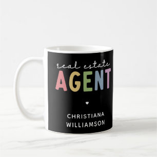 Caneca De Café Agente de Imóveis de Nome Personalizado Presente