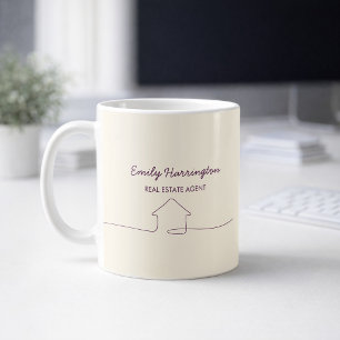 Caneca De Café Agente Imobiliário Ameixa Arte Linha