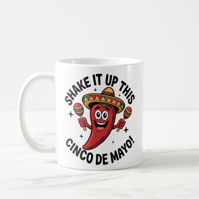 Caneca De Café Agita Este Cinco De Mayo! Red Chili Pepper (Esquerda)