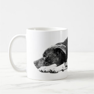 Caneca De Café Agitação de Pitbull Mistura Preta e Branca