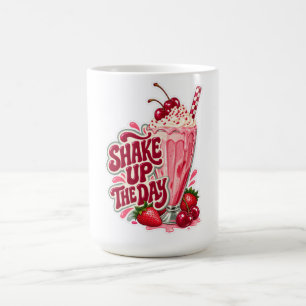 Caneca De Café Agite o Dia Milkshake de Morango