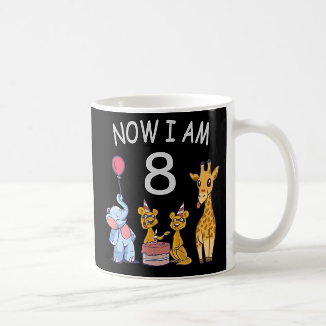 Caneca De Café Agora tenho 8 anos e oitavo aniversário no Zoo (Direita)