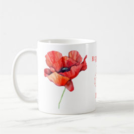Caneca De Café Agosto flor de nascimento Papoila Vermelha Aquarel