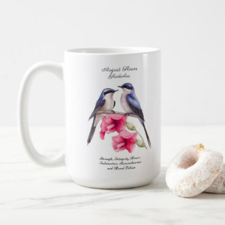 Caneca De Café Agosto Mês de Nascimento Flor Gladiolus com Aves