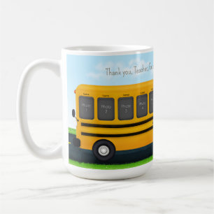 Caneca De Café Agradeça ao Professor Ônibus Escolar Amarelo 11 Fo