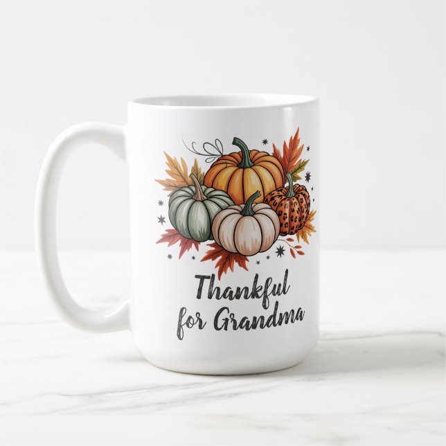 Caneca De Café Agradecido à Vovó por Abóboras de Ação de Graças (Esquerda)