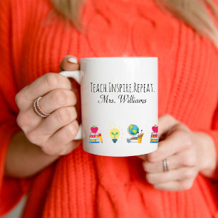 Caneca De Café Agradecimento aos Professores Ensine Inspire Repit