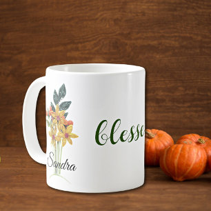 Caneca De Café Agradecimento de Ação de Graças por Flores de Outo