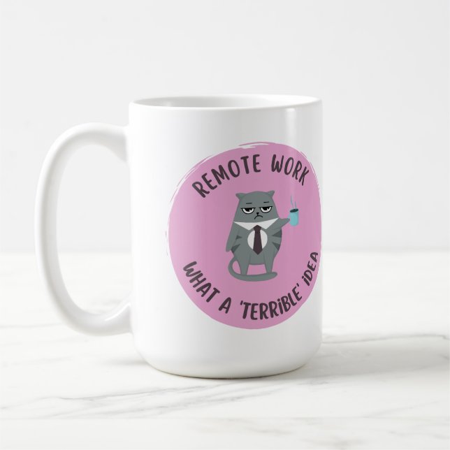 Caneca De Café Agressivo passivo (trabalho remoto) (rosa) (Esquerda)