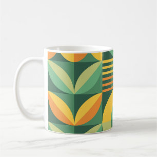 Caneca De Café Agricultura de Vintagem Geométrica Escandinava