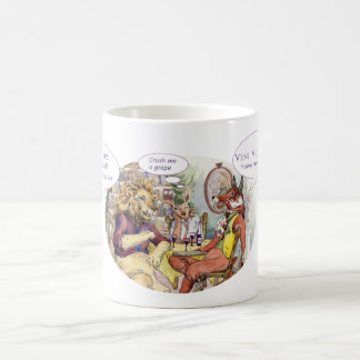 Caneca De Café Agrida com três amigos e uma garrafa do vinho