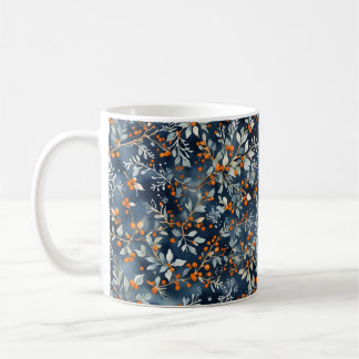 Caneca De Café Água Azul Azul Inverno Prato Floral Mug