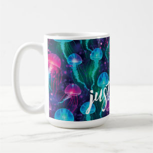 Caneca De Café Água Azul Brilhante Azul Aqua Água "Apenas Flutuan