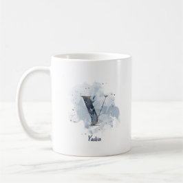 Caneca De Café Água Azul Personalizada Nome Letra Inicial Y