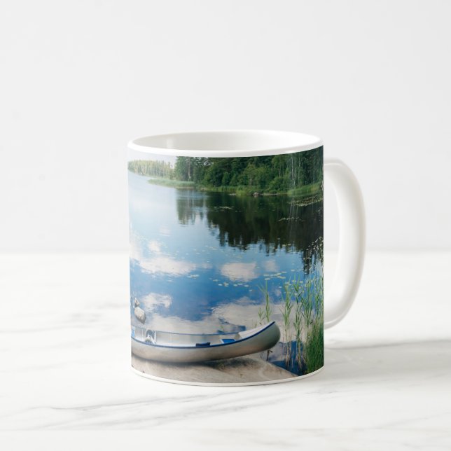 Caneca De Café Água | Canoa em lago em Suecia (Frente Esquerda)