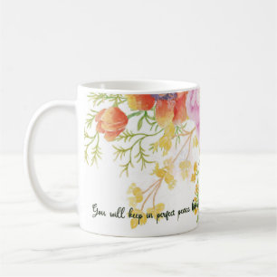 Caneca De Café Água de nascente perfeita paz floral aquarela