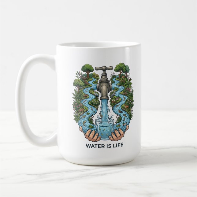 Caneca De Café Água É Vida | Arte de Conservação do Ecossistema N (Esquerda)