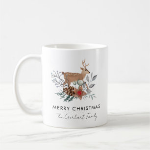 Caneca De Café Água-forte Botânica de Natal Veado Férias
