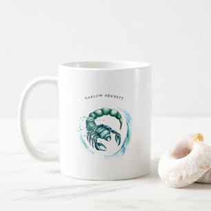 Caneca De Café Água-forte Escorpião Astrologia Zodíaco Monogram