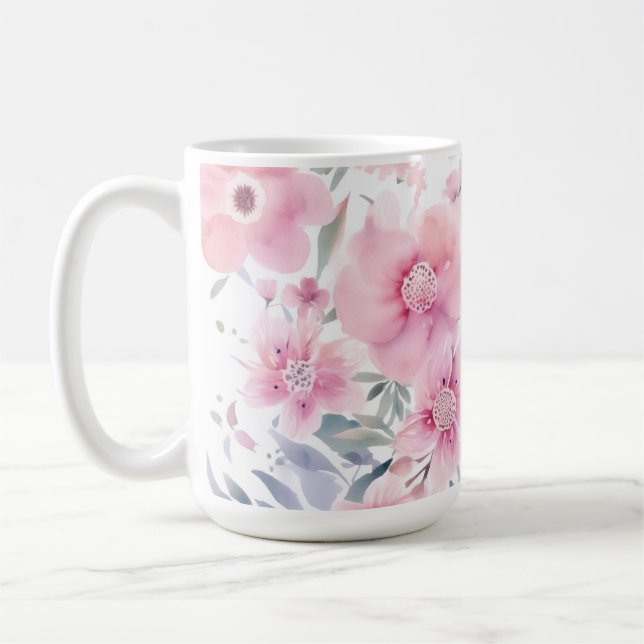Caneca De Café Água-forte Floral Rosa  (Esquerda)