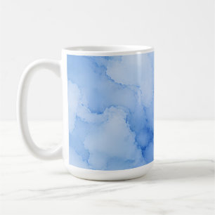 Caneca De Café Água-marinha Abstrata em Aquarela