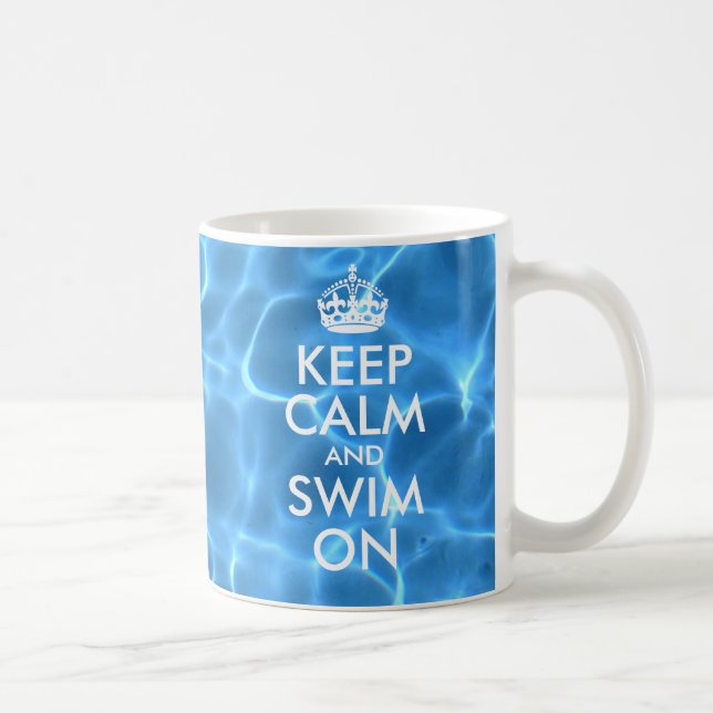 Caneca De Café Água Piscina Azul Manter Calma e Natação Ligada (Direita)