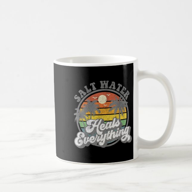 Caneca De Café Água salgada cura Tudo Engraçado Retro Beach Wome (Direita)
