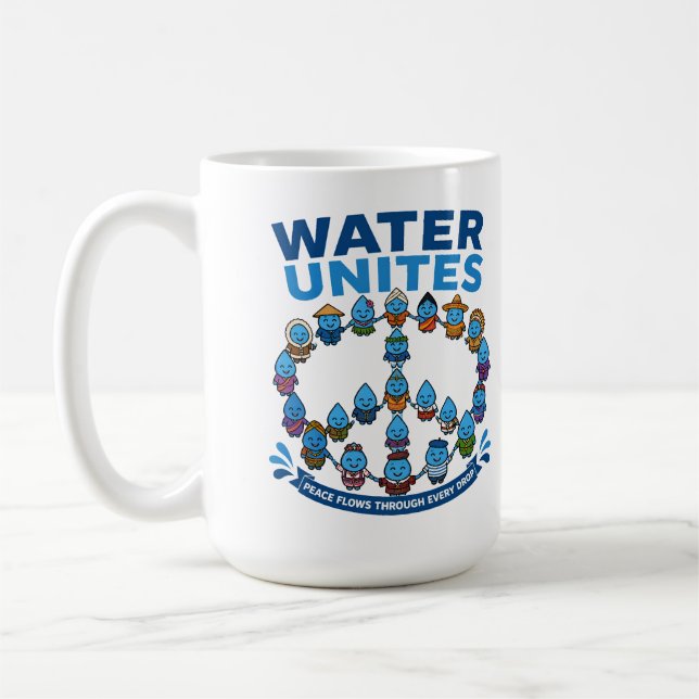 Caneca De Café Água Une: Paz Global e Ambiental  (Esquerda)