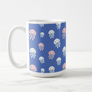 Caneca De Café Água-viva em Fundo Azul