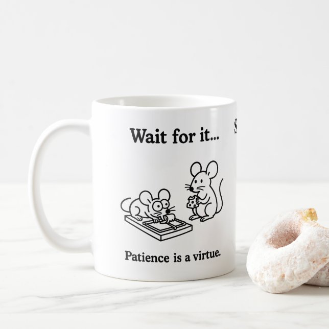 Caneca De Café Aguarde os ratos (Com Donut)