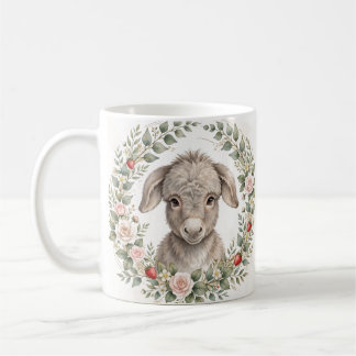 Caneca De Café Aguarela Burro Bebê Rosa Morango Casa de Fazenda