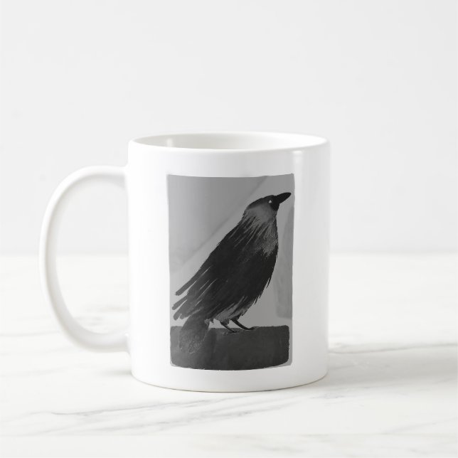 Caneca De Café Aguarela de Corvo (Esquerda)