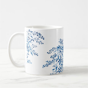 Caneca De Café Aguarela floral azul