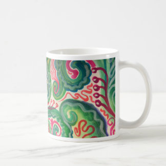 Caneca De Café Aguarela lunática: Rosa e II verde-claro