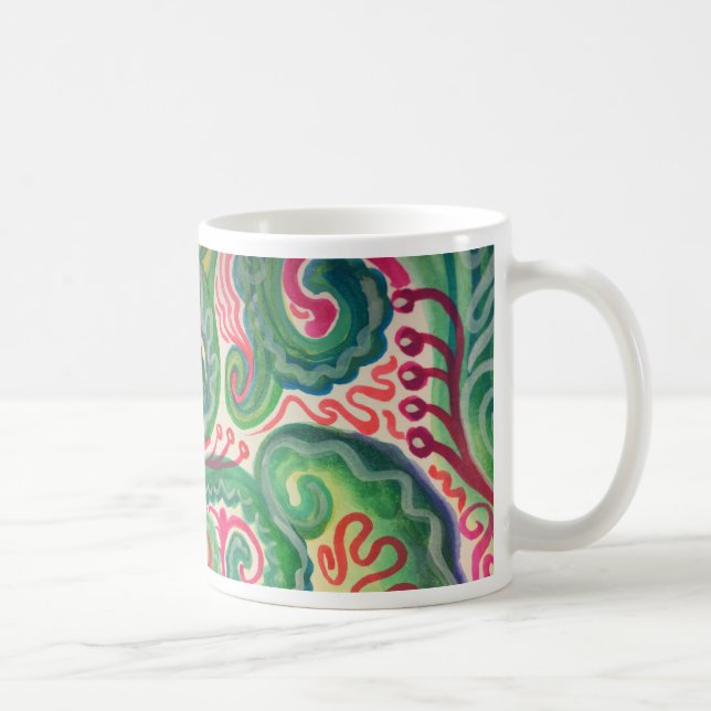Caneca De Café Aguarela lunática: Rosa e II verde-claro (Direita)